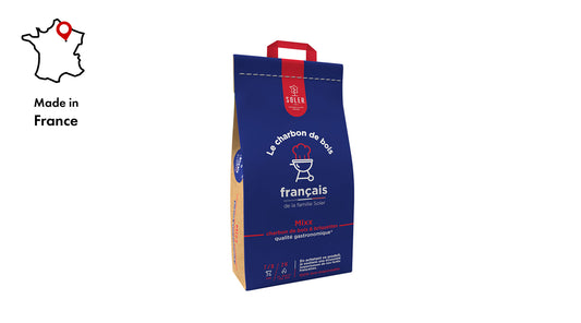 Sac de charbon de bois écoresponsable et français avec symbole made in france