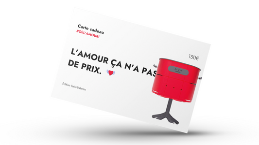 Carte cadeau 150e pour la Saint Valentin avec dessin barbecue marcel