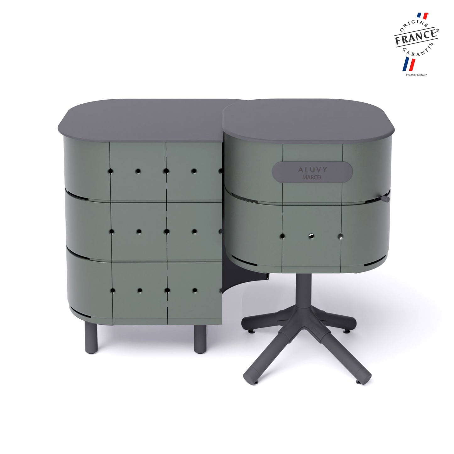 Meuble de cuisine d'extérieur gauche et barbecue MARCEL collection Basalte Ciment