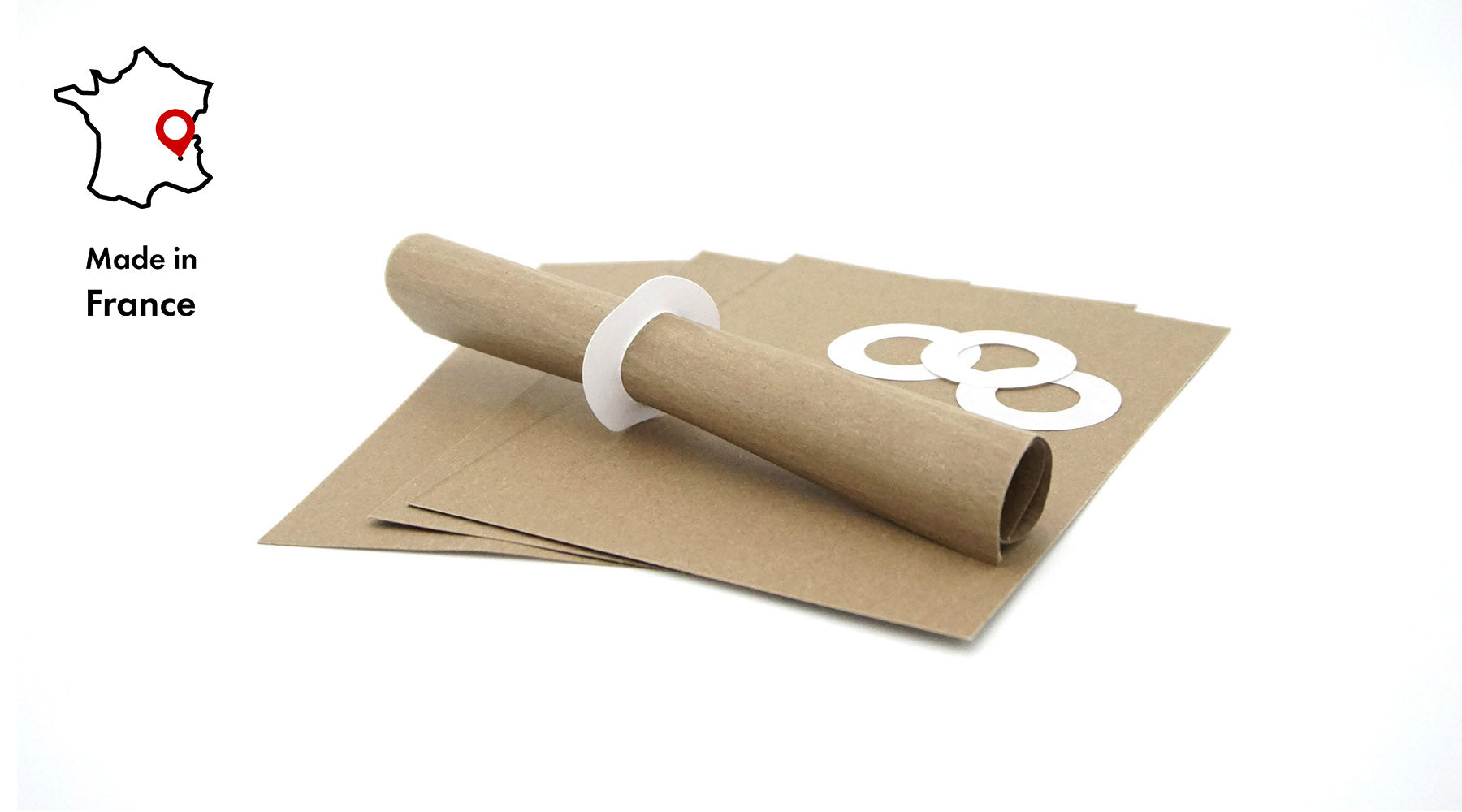 Allume MARCEL en papier recyclé pour barbecue avec symbole made in france